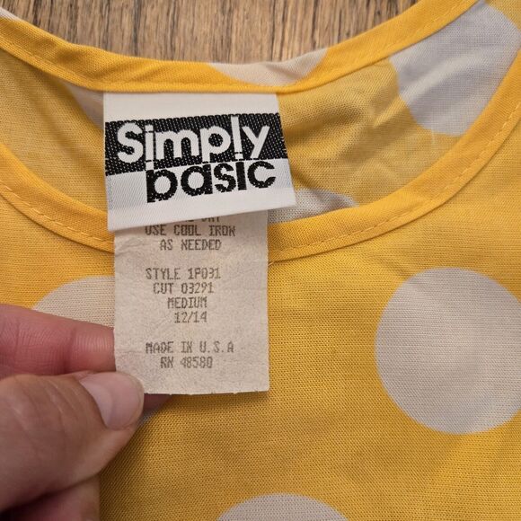 Vintage Simply Basic Womens Medium Polka Dot Yellow Tank Top - Picture 2 of 6